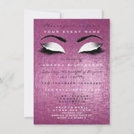 Invitación Rosa Rosa Rosa Paint Purpurina de la Moneda Blanca