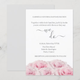 Invitación Rosa Rosa Rosa Rosa Blanca Floral Gris Blanco Eleg