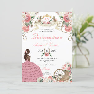 Invitación Rosa Rosa Rosa Rosa Occidental Chowgirl Quinceañer