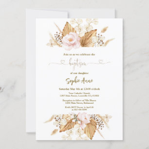 Invitación Rosa Rosa Rosa Rosa Pampas Grass Palm Calligraphy