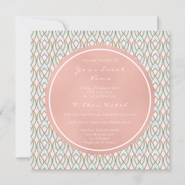 Invitación Rosa Rosa Rosa Rosa Pearly Versailles Boque Antoin (Anverso)