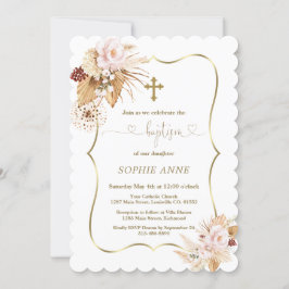 Invitación Rosa Rosa Rosa Rosa Rosa Pampas Bautismo Chica de 