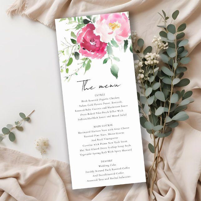 Invitación Rosa rosa Rubor Burgundy Menú Boda acuarela (Subido por el creador)