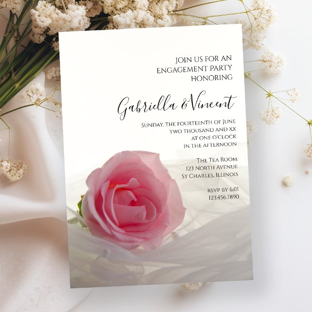 Invitación Rosa rosa sobre el Partido del Compromiso Blanco (Subido por el creador)