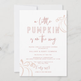 Invitación Rosa Rosa Un Pequeño Calabaza Baby Shower