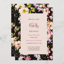 Rosa rosa y amarillo color de agua en negro, cumpl