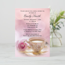 Invitación Rosa rosa y equipo | Té de ducha de novia