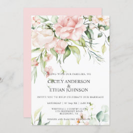 Invitación Rosa rosa y Eucalipto Boda de espalda rosada