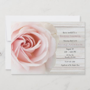 Invitación Rosa Rosa y Madera Blanca Estilo Shabby Chic Ducha