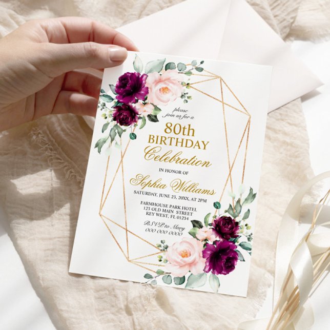 Invitación Rosa rosa y morado de Rubor cualquier edad (Subido por el creador)