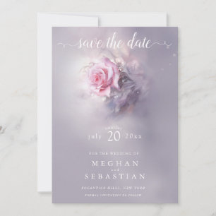 Invitación Rosa rosada onírica elegante en un lago agitado