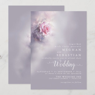 Invitación Rosa rosada onírica elegante en un lago agitado