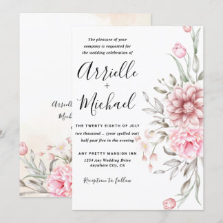 Invitación Rosa rosado Boda de verde