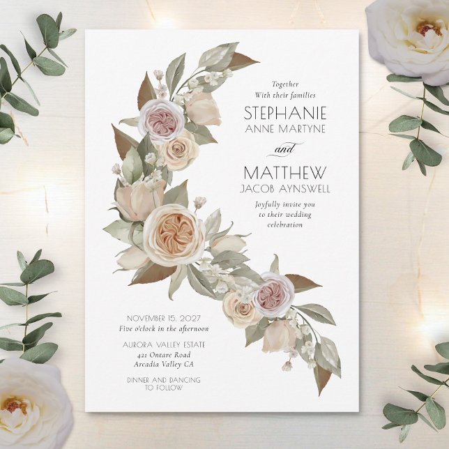 Invitación Rosa rosado y turbio Boda botánico (Subido por el creador)