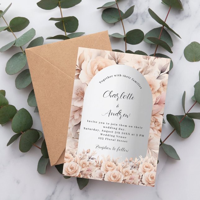 Invitación Rosa rosas de plata dorada boda de lujo de arco de (Subido por el creador)