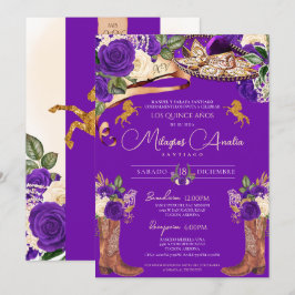 Invitación Rosa Royal Purple Mariachi Fancy Western Charra