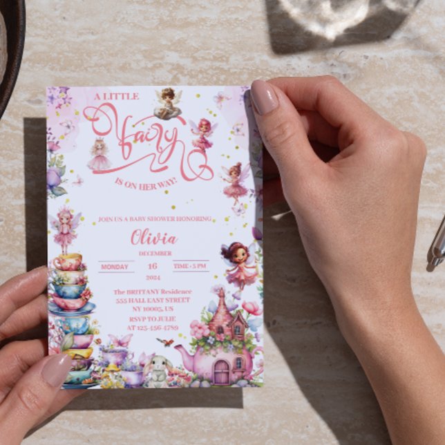 Invitación rosa rubio hadas florales Baby Shower tea (Subido por el creador)