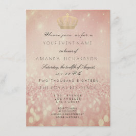 Invitación Rosa Rubor Brillante Corona Real Brillante 16 Cump