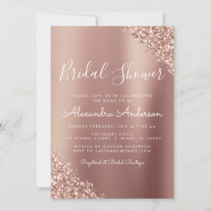 Invitación Rosa Rubor - Ducha de novia Rosa Purpurina de oro
