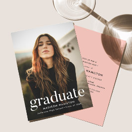 Invitación Rosa Rubor | Fiesta de Graduación con Foto Refinad