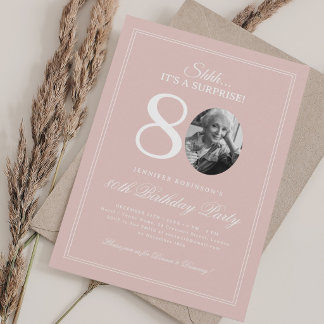 Invitación Rosa Rubor | Fiesta sorpresa de 80 cumpleaños