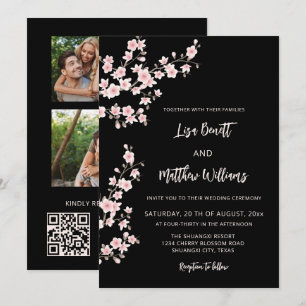 Invitación Rosa Rubor Flor de Cerezo Negra