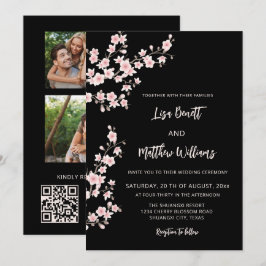 Invitación Rosa rubor Flor de cerezo Negra