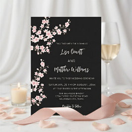 Invitación Rosa Rubor Flor de Cerezo Negra
