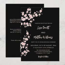Invitación Rosa Rubor Flor de Cerezo Negra