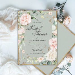 Invitación Rosa rubor floral acuarela bonita despedida de sol