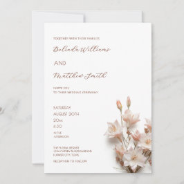 Invitación Rosa Rubor Floral Moderna 3D
