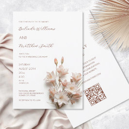 Invitación Rosa Rubor Floral Moderna 3D