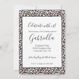 Invitación Rosa Rubor Negro Blanco Estampado Leopardo