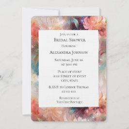 Invitación Rosa Rubor Peach Naranja Floral Bridal Shower