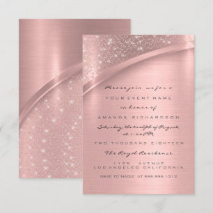 Invitación Rosa Rubor Purpurina rosa Boda de ducha de novia