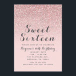 Invitación Rosa  Rubor Purpurina rosa dulce 16 Fiestas<br><div class="desc">Personalizar para cualquier evento.</div>