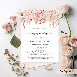 Invitación Rosa, Rubor, Quinceañera de oro Rosa
