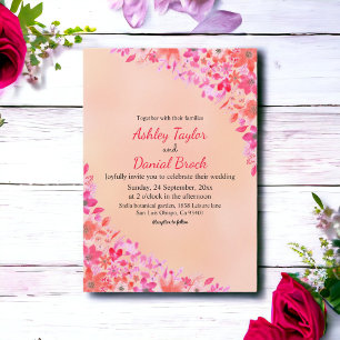 Invitación Rosa Rubor Rosa Dusty Primavera Boho Boda Floral