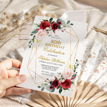 Rosa Rubor Rosa y Borgoña 80 Cumpleaños