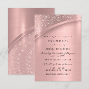 Invitación Rosa Rubor Spark Purpurina Bridal Sweet 16th