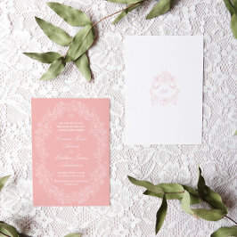 Invitación Rosa Rubor Victoriano Antiguo Clásico Boda