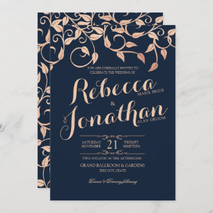 Invitación Rosa Rubor Vine and Leaves Boda