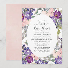 Invitación Rosa rubor, Violeta y Ciruela Regalo de Ducha
