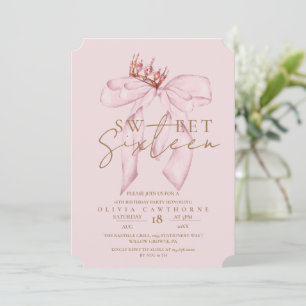 Invitación Rosa Rubor y Dulce de Oro 16 cumpleaños
