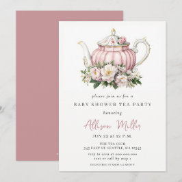 Invitación Rosa ruso de Rubor Gold Tea Fiesta Baby Shower