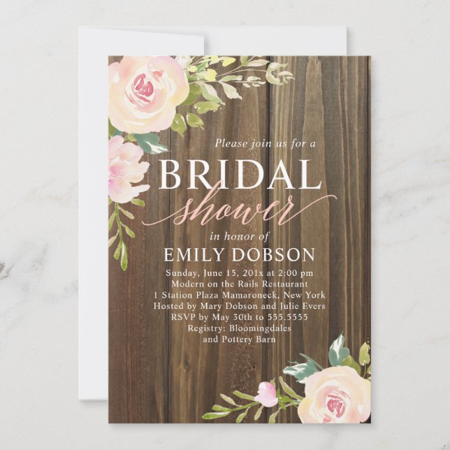 Invitación Rosa ruso ducha de novia (Anverso)