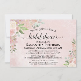 Invitación Rosa rústico acuarela Floral Bridal Shower