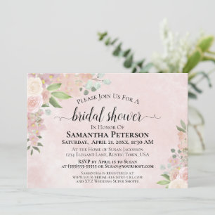 Invitación Rosa rústico acuarela Floral Bridal Shower