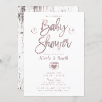 Rosa Rústico de Madera Blanca Oro Baby Shower Rosa