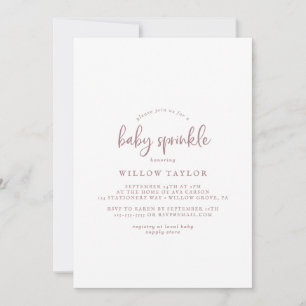 Invitación Rosa Rústico Guión de Oro Bebé Espolvorear